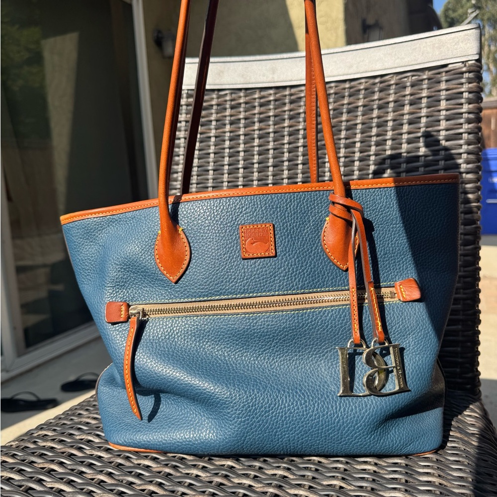 Dooney & Bourke Blue and Tan Leather Tote